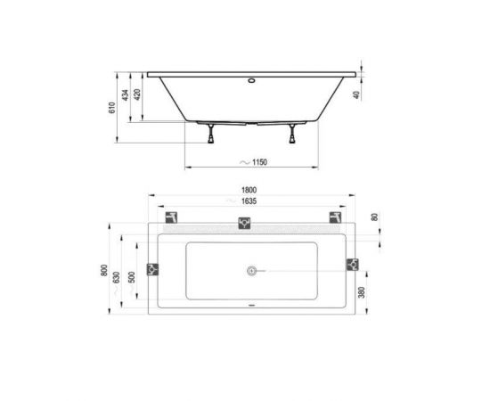 Акриловая ванна Ravak Formy 01 180 с ножками CY00030000_, изображение 2