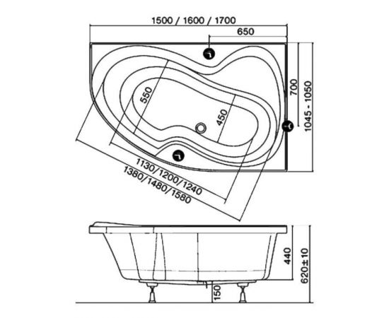 Акриловая ванна Ravak Rosa II R 170 см с ножками CY55000000_, изображение 2
