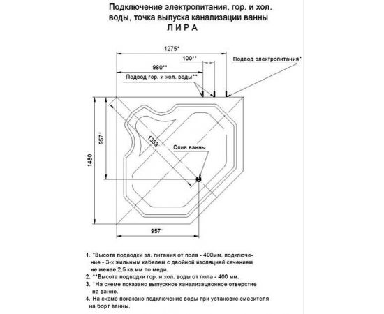 Акриловая ванна Акватек Лира LIR150-0000011 150x150_, изображение 8