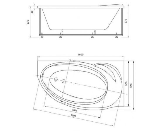 Акриловая ванна Акватек Бетта BET160-0000026 160x100 R, с фронтальным экраном_, изображение 7