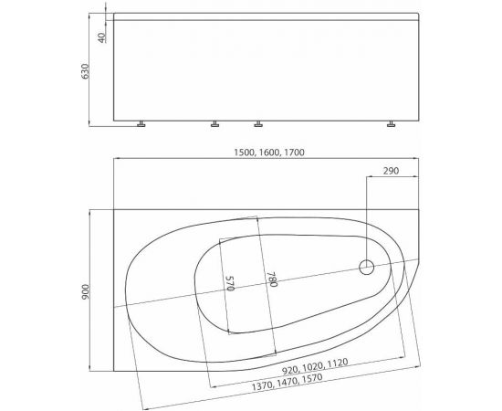 Акриловая ванна Акватек Дива DIV160-0000002 160х90 правая_, изображение 5