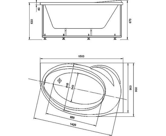 Акриловая ванна Акватек Бетта BET150-0000058 150x95 R, с фронтальным экраном_, изображение 4