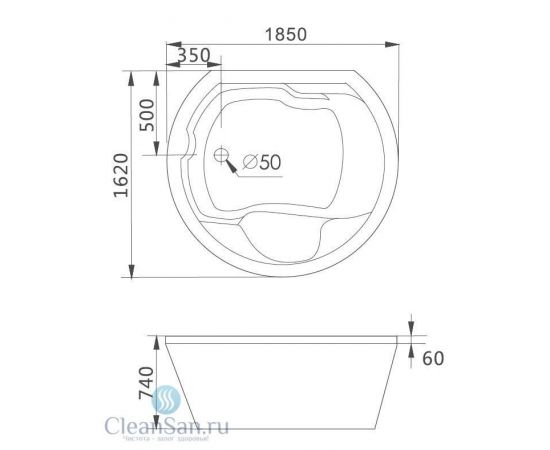 Акриловая ванна Gemy G9053 O_, изображение 4