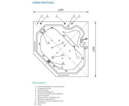 Акриловая ванна Акватек Лира LIR150-0000011 150x150_, изображение 7