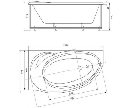 Акриловая ванна Акватек Бетта BET160-0000027 160x100 L, с фронтальным экраном_, изображение 4