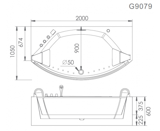 Акриловая ванна Gemy G9079_, изображение 5