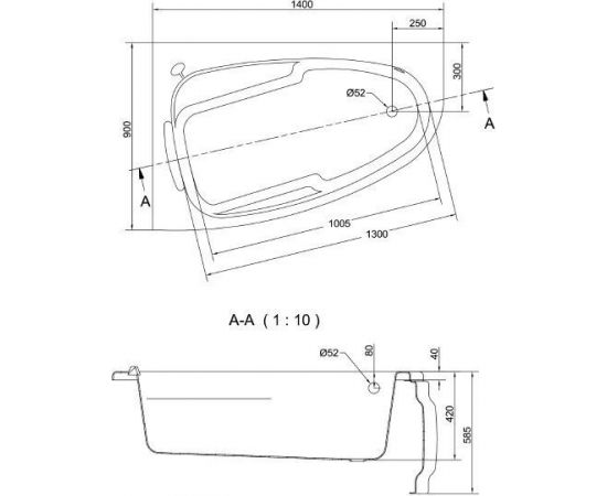 Акриловая ванна Cersanit Joanna 140 L ультра белый с каркасом Cersanit Joanna RW-17*140_, изображение 4