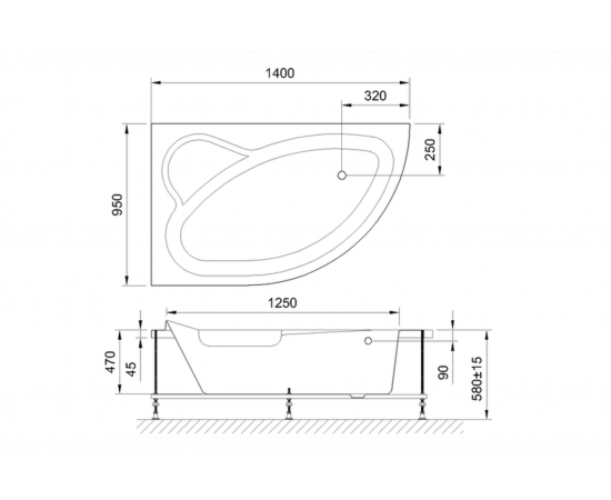 Акриловая ванна Royal Bath Alpine 140x95 L с каркасом RB819103K_, изображение 4