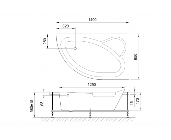 Акриловая ванна Royal Bath Alpine 140x95 R с каркасом RB819103K_, изображение 4