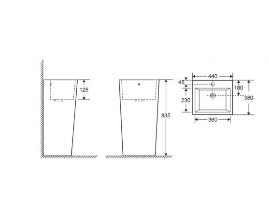 Напольная раковина Ceruttispa Vito 440x380x835_, изображение 3