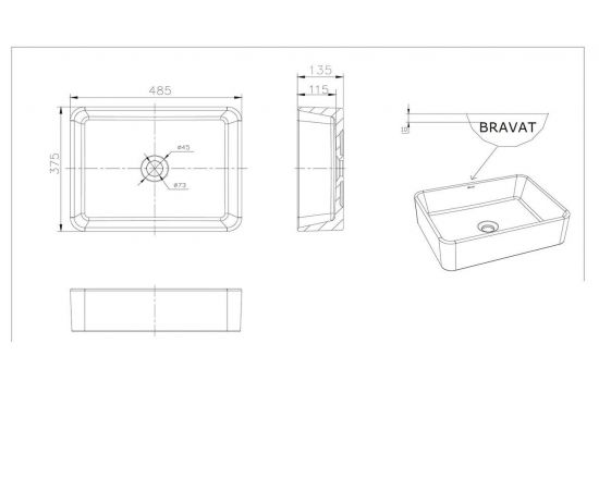 Накладная раковина Bravat  Source C22328W-ENG_, изображение 2