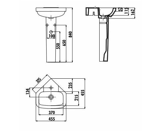 Раковина угловая 45*45 Creavit CORNER VT145-00CB00E-0000_, изображение 2