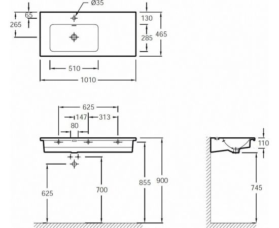 Мебельная раковина Jacob Delafon Vox EXAC112-00 100 см, с крылом справа_, изображение 8