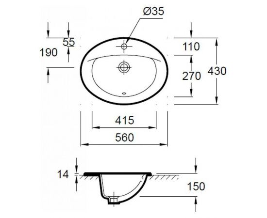 Раковина Jacob Delafon Patio E4155 56 см_, изображение 2