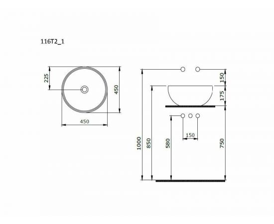 Раковина Ambassador Queen 116T20201 черная матовая_, изображение 7