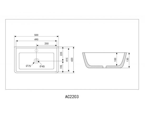 Раковина накладная ABBER Rechteck AC2203 белая_, изображение 5