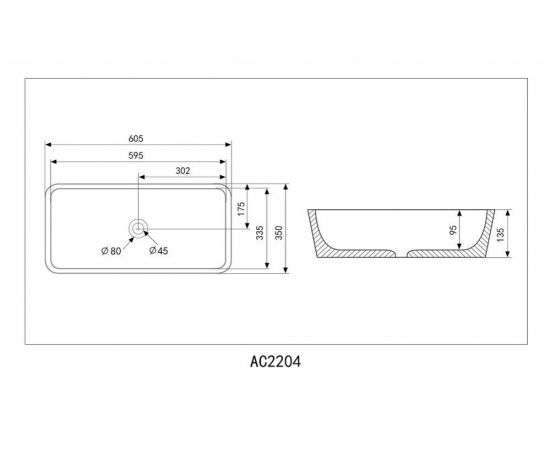 Раковина накладная ABBER Rechteck AC2204 белая_, изображение 5