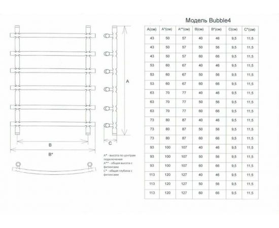 Полотенцесушитель Двин Bubble4 100/50 1"-3/4"-1/2" Универсальный К1, Полированный (4627148211530)_, изображение 2