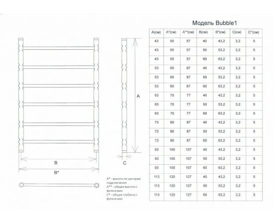 Полотенцесушитель Двин Bubble1 100/60 1"-1/2" Универсальный К3, Состаренная бронза (4627106969411)_, изображение 2