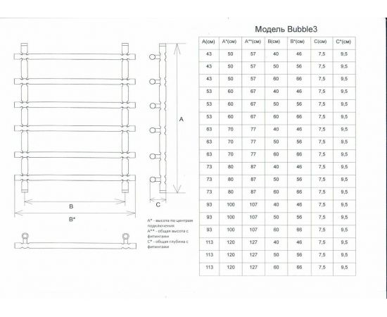 Полотенцесушитель Двин Bubble3 80/60 1"-3/4"-1/2" Универсальный К3, Белый (4627166892506)_, изображение 2