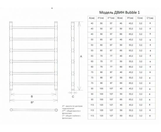 Полотенцесушитель Двин Bubble 1 electro 100/60 1"-1/2" Электрический  ТЭН справа К эл, Золотой хром (4627170784361)_, изображение 2