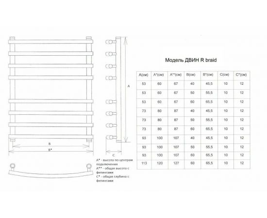 Полотенцесушитель Двин R braid  100/60 1"-3/4"-1/2" Универсальный К3, Белый (4627166743211)_, изображение 2