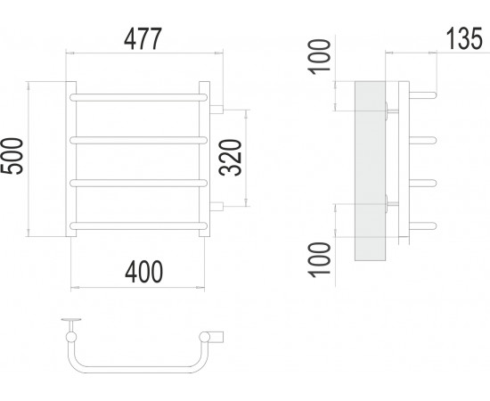 Полотенцесушитель водяной Terminus Стандарт П4 400х500 боковое подключение 320_, изображение 3