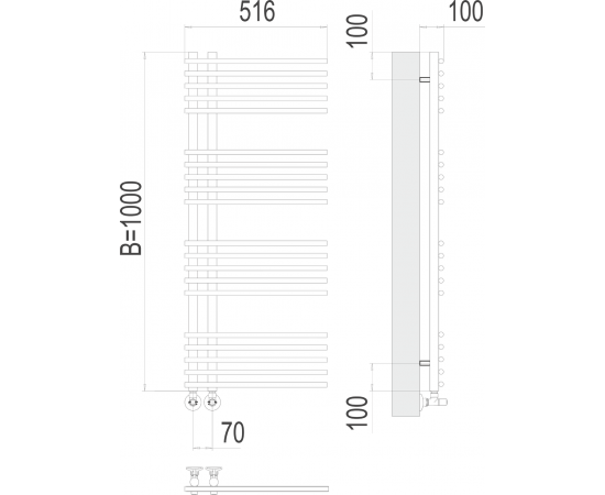 Полотенцесушитель водяной Terminus Астра П20 70х1000_, изображение 3