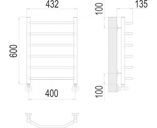 Полотенцесушитель водяной Terminus Виктория П6 400х600_, изображение 3