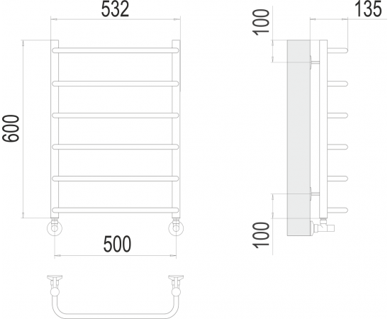Полотенцесушитель водяной Terminus Стандарт П6 500х600_, изображение 3