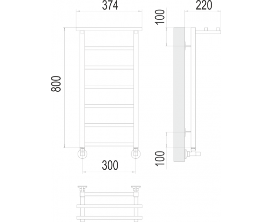 Полотенцесушитель водяной Terminus Контур с полкой П7 300х800_, изображение 3