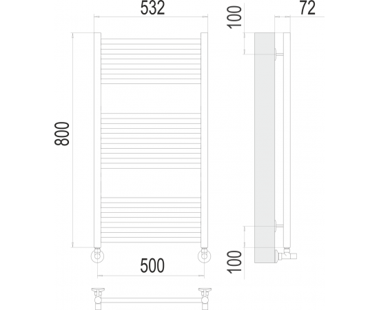 Полотенцесушитель водяной Terminus Аврора П16 500х800_, изображение 3