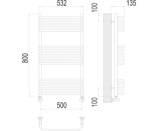 Полотенцесушитель водяной Terminus Стандарт П16 500х800_, изображение 3