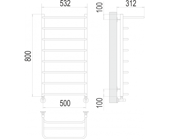 Полотенцесушитель водяной Terminus Полка П8 500х800_, изображение 3