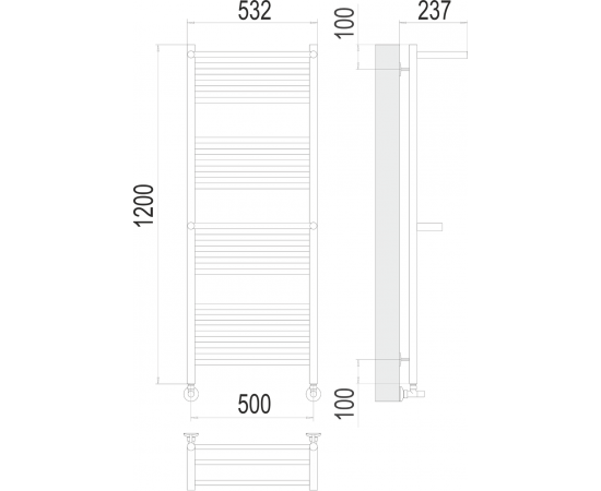 Полотенцесушитель водяной Terminus Аврора с 2-мя полками П22 500х1200_, изображение 3