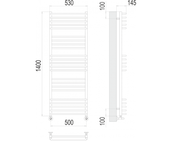 Полотенцесушитель водяной Terminus Соренто П23 500х1400_, изображение 3