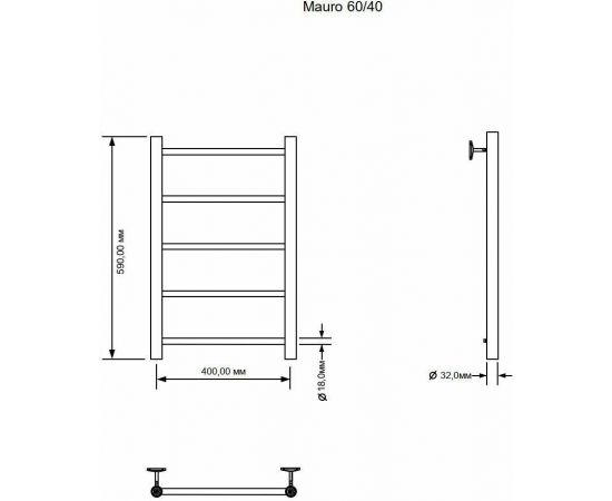 Полотенцесушитель водяной Aquanet Mauro 600x400_, изображение 3