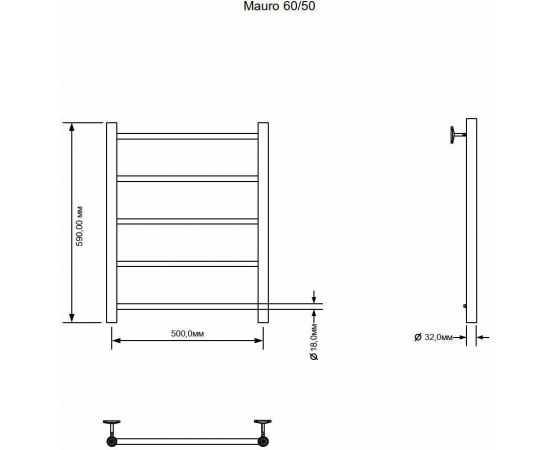 Полотенцесушитель водяной Aquanet Mauro 600x500_, изображение 3