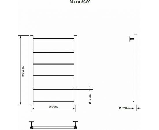 Полотенцесушитель водяной Aquanet Mauro 800x500_, изображение 3