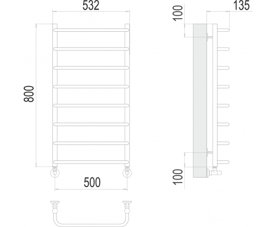 Полотенцесушитель водяной Terminus Стандарт П8 500х800_, изображение 3