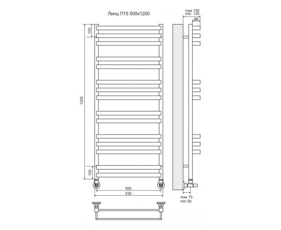 Полотенцесушитель водяной Terminus Линц П15 500х1200_, изображение 3