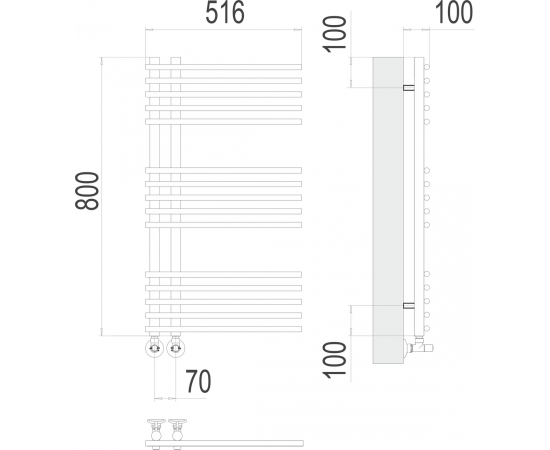 Полотенцесушитель водяной Terminus Астра П15 70х800_, изображение 3