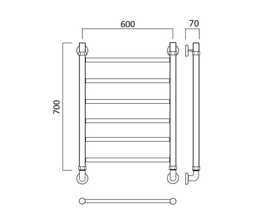 Полотенцесушитель водяной ПРЯМАЯ 70х60 Aquanerzh 00-10A7060_, изображение 2