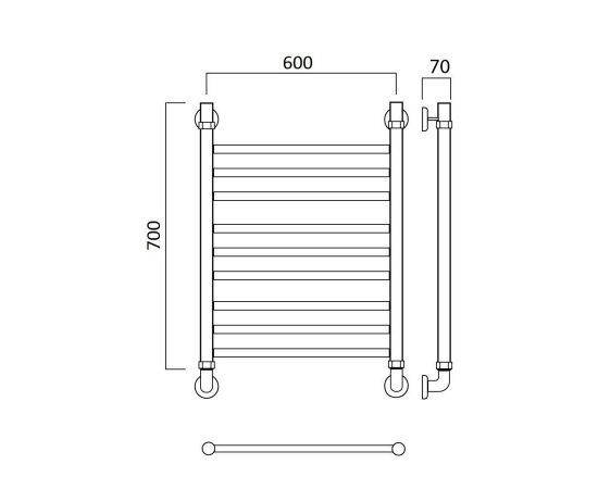 Полотенцесушитель водяной ПРЯМАЯ групповая 70х60 Aquanerzh 00-60A7060_, изображение 2