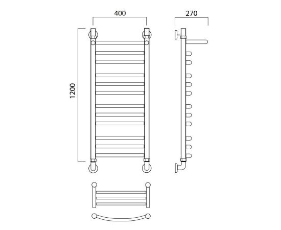 Полотенцесушитель водяной ДУГА групповая с полкой 120х40 Aquanerzh 000-600A12040_, изображение 2
