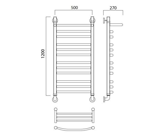 Полотенцесушитель водяной ДУГА групповая с полкой 120х50 Aquanerzh 000-600A12050_, изображение 2