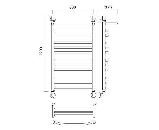 Полотенцесушитель водяной ДУГА групповая с полкой 120х60 Aquanerzh 000-600A12060_, изображение 2