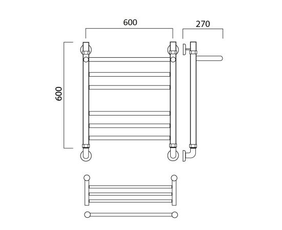 Полотенцесушитель водяной ПРЯМАЯ групповая с полкой 60х60 Aquanerzh 000-80A6060_, изображение 2