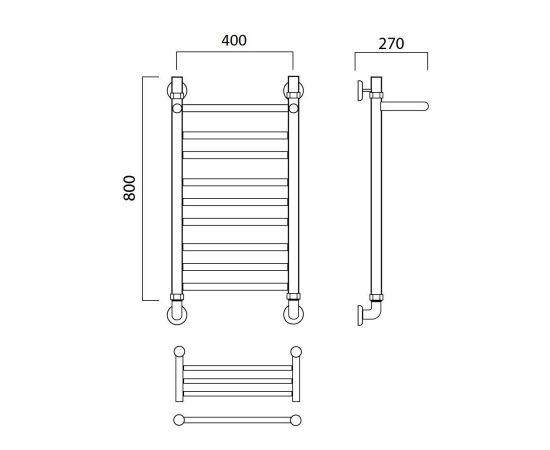 Полотенцесушитель водяной ПРЯМАЯ групповая с полкой 80х40 Aquanerzh 000-80A8040_, изображение 2