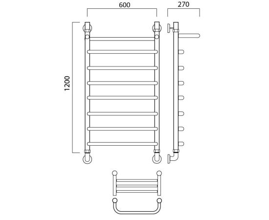 Полотенцесушитель водяной СКОБА с полкой 120х60 Aquanerzh 004-0A12060_, изображение 2